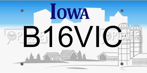 B16VIC Iowa License Plate