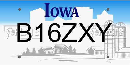 B16ZXY Iowa License Plate