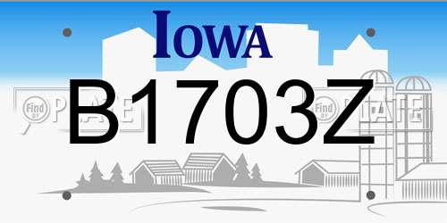 B1703Z Iowa License Plate