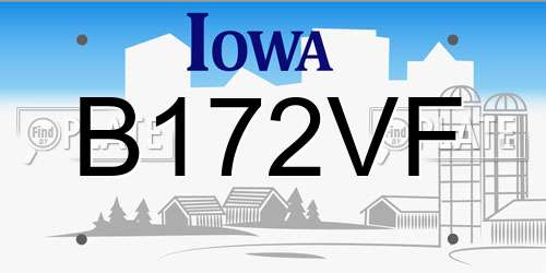 B172VF Iowa License Plate