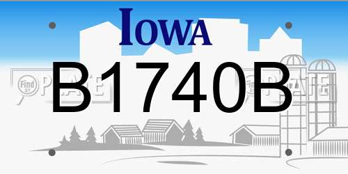 B1740B Iowa License Plate