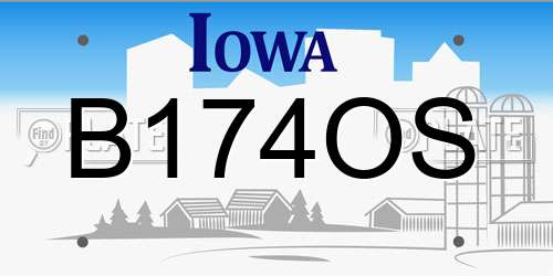 B174OS Iowa License Plate