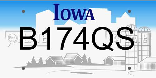 B174QS Iowa License Plate
