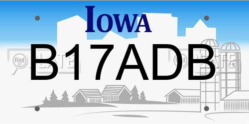 B17ADB Iowa License Plate