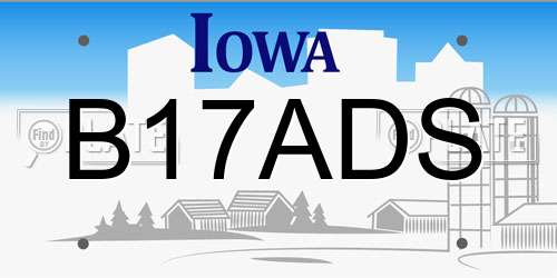 B17ADS Iowa License Plate