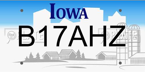 B17AHZ Iowa License Plate