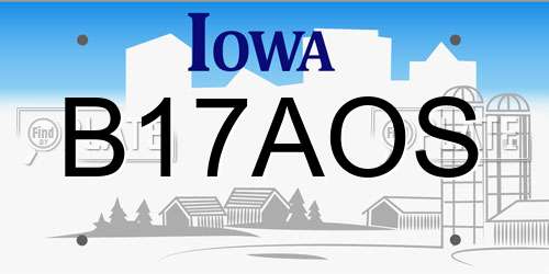 B17AOS Iowa License Plate