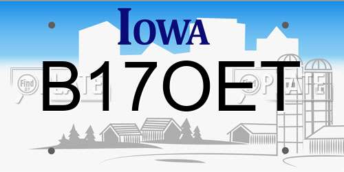 B17OET Iowa License Plate