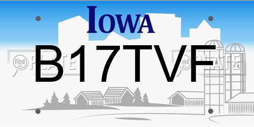 B17TVF Iowa License Plate