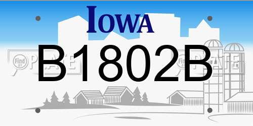 B1802B Iowa License Plate