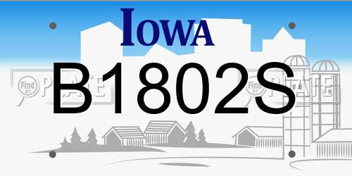 B1802S Iowa License Plate