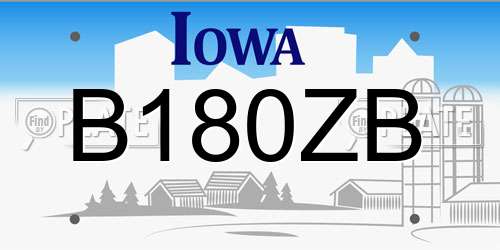 B180ZB Iowa License Plate