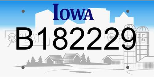 B182229 Iowa License Plate