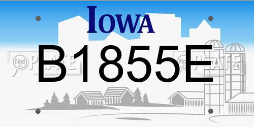 B1855E Iowa License Plate