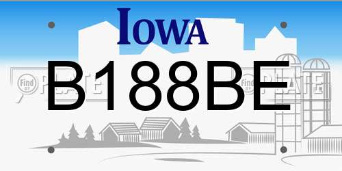 B188BE Iowa License Plate