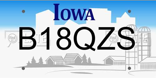 B18QZS Iowa License Plate