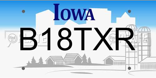 B18TXR Iowa License Plate