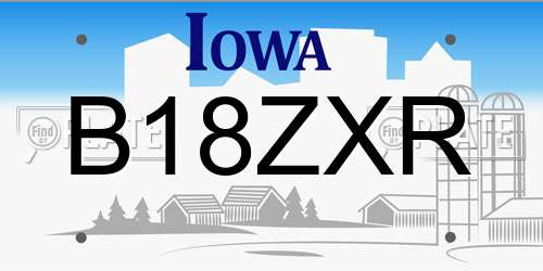 B18ZXR Iowa License Plate