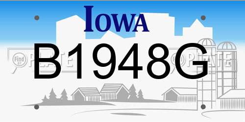 B1948G Iowa License Plate