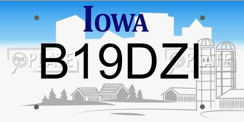 B19DZI Iowa License Plate