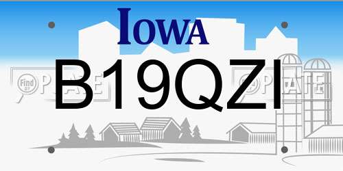 B19QZI Iowa License Plate