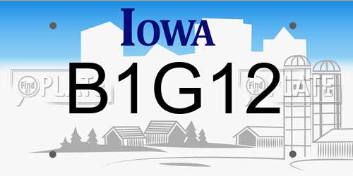 B1G12 Iowa License Plate
