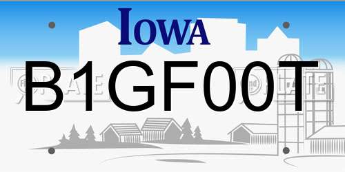 B1GF00T Iowa License Plate