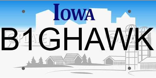 B1GHAWK Iowa License Plate