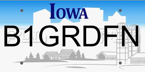 B1GRDFN Iowa License Plate