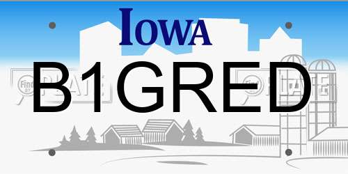B1GRED Iowa License Plate