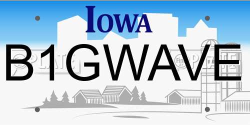 B1GWAVE Iowa License Plate