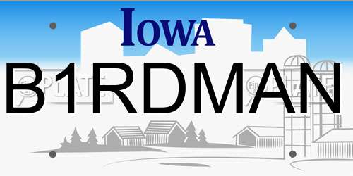 B1RDMAN Iowa License Plate