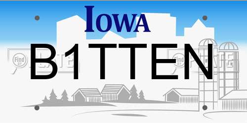 B1TTEN Iowa License Plate