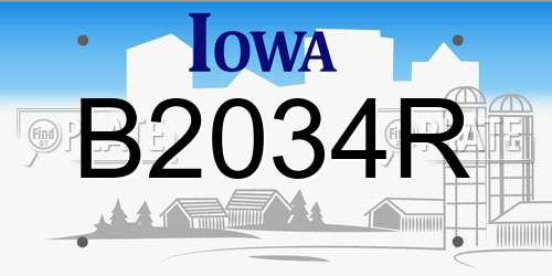 B2034R Iowa License Plate