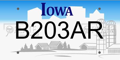 B203AR Iowa License Plate