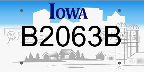 B2063B Iowa License Plate