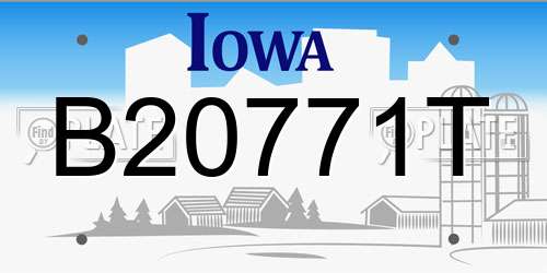 B20771T Iowa License Plate