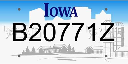 B20771Z Iowa License Plate