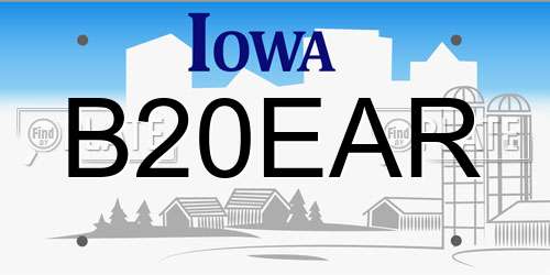 B20EAR Iowa License Plate