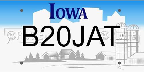 B20JAT Iowa License Plate