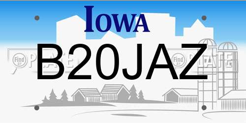 B20JAZ Iowa License Plate