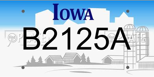 B2125A Iowa License Plate