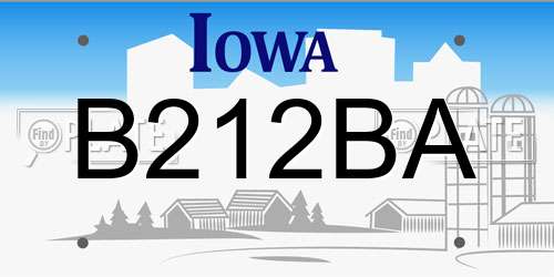 B212BA Iowa License Plate