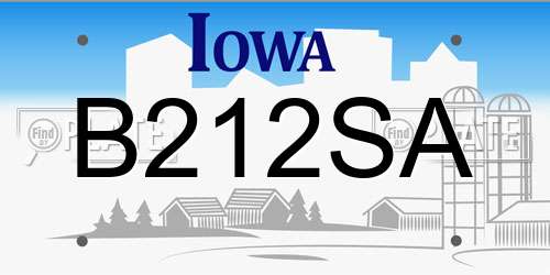 B212SA Iowa License Plate