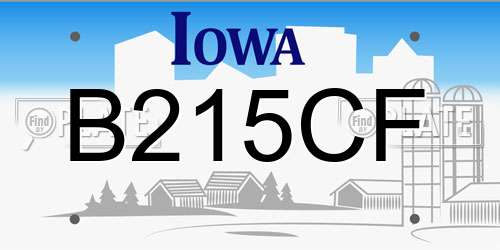 B215CF Iowa License Plate