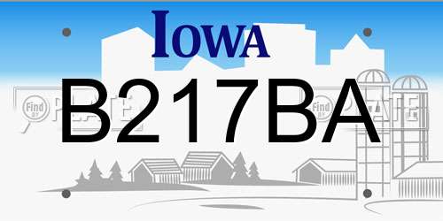 B217BA Iowa License Plate