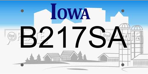 B217SA Iowa License Plate