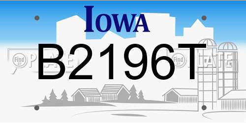 B2196T Iowa License Plate