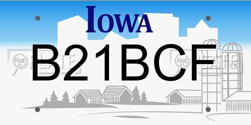 B21BCF Iowa License Plate