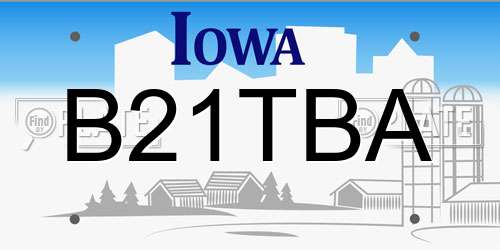 B21TBA Iowa License Plate